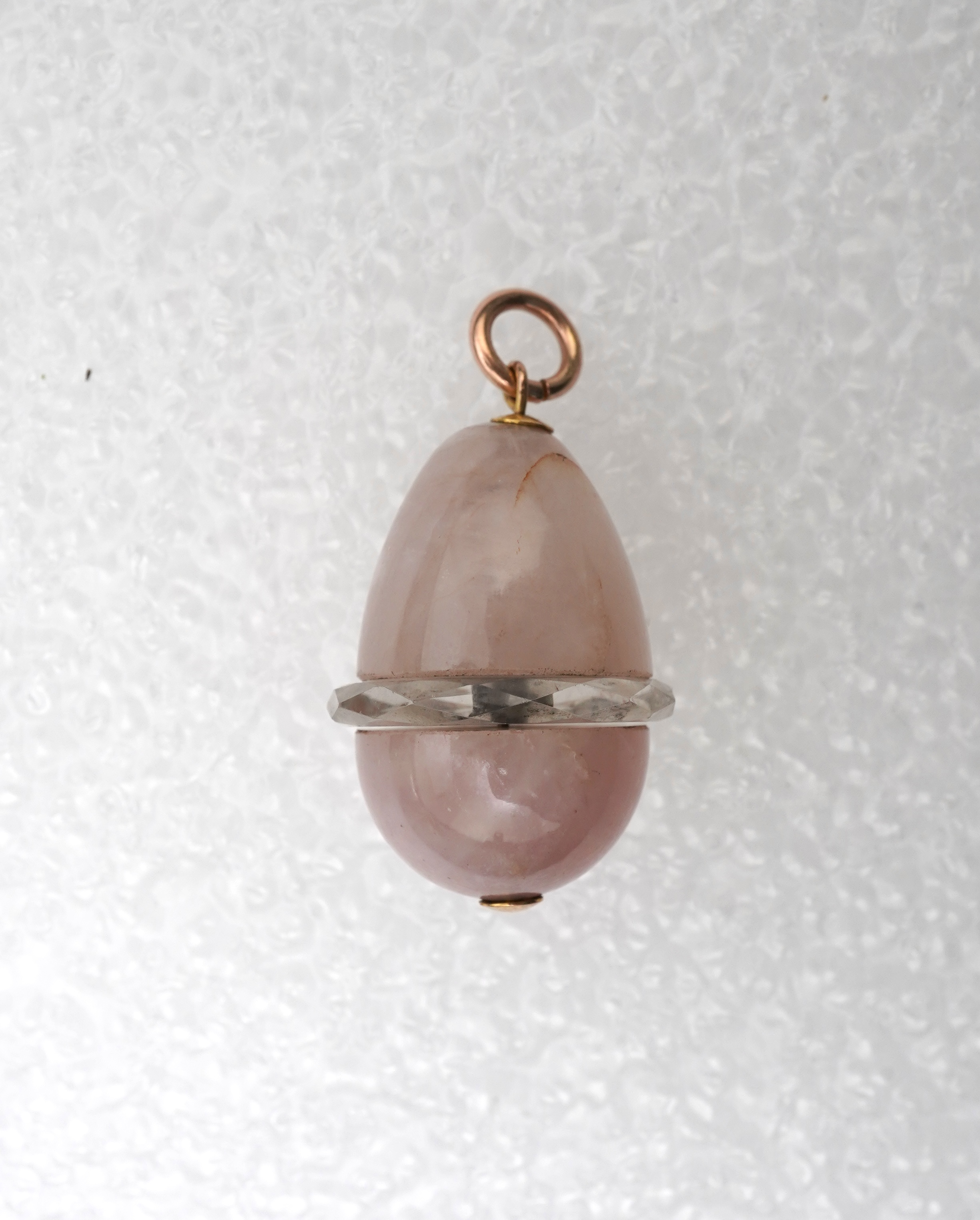 A rose quartz and rock crystal pendant, early 20th century
